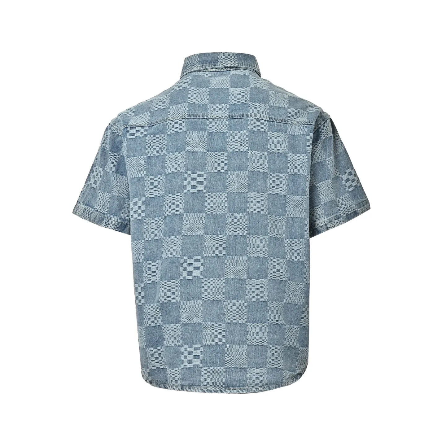 Louis Vuitton/Louis Vuitton checkerboard suit denim short-sleeved shirt